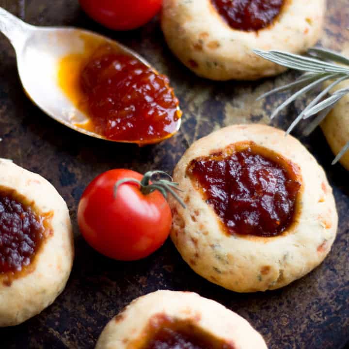 ★★★★ (4.2)&nbsp;1 hr 20 mins Cheesy Rosemary and Thyme Thumbprint Cookie Recipe