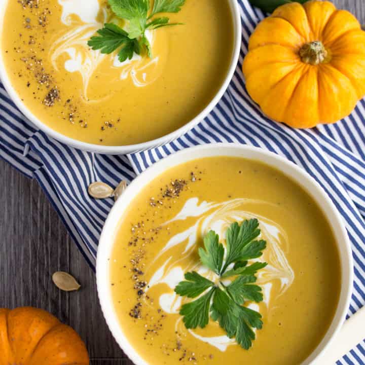 ★★★★★ (4.5)&nbsp;6 hrs 20 mins Easy Slow Cooker Pumpkin Soup Recipe