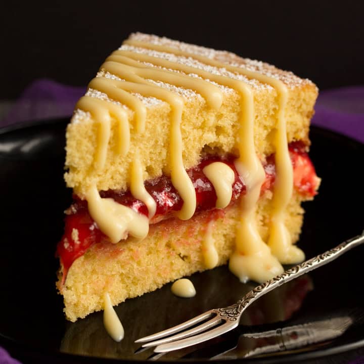 ★★★★★ (4.7)&nbsp;50 mins Easy Rhubarb and Custard Cake